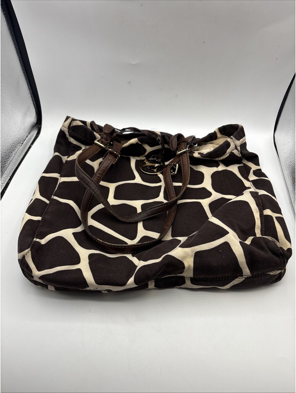 Michael Kors Handbag Giraffe Print Brown Canvas - Picture 4 of 10